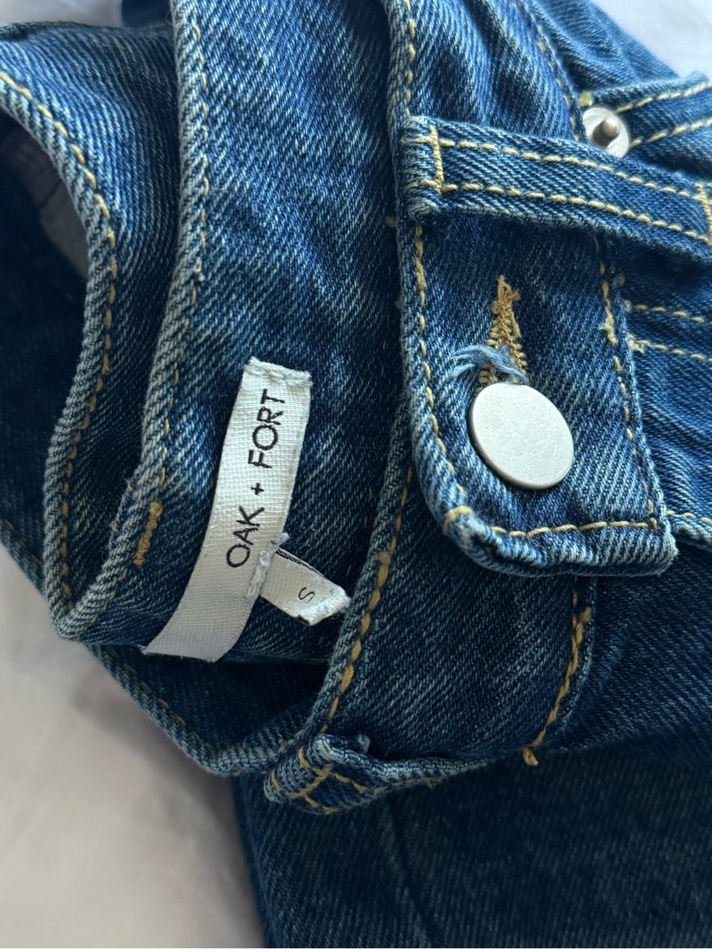 OAK + FORT Straight Leg Dark Blue Oversized High Rise Jeans size Small - Picture 3 of 7